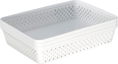 Glad Plastic Storage Basket Set - Multipurpose Drawer Trays, Kitchen Pantry Containers, and Bathroom Bins - 6 Pack Medium Organizers, Grey