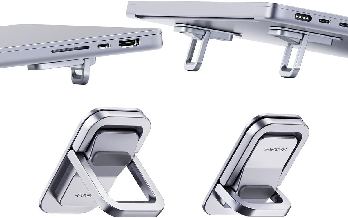 Hagibis Laptop Stand Adjustable Height for Desk, Portable Invisible Laptop Riser, Ergonomic Mount Keyboard Kickstands Aluminum Cooling Pad for MacBook Pro Air, Tablet Laptop (Grey)