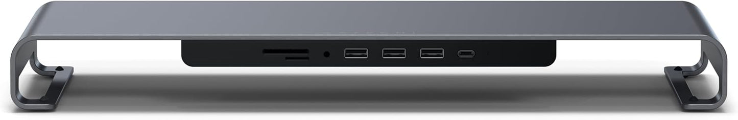 Satechi USB C Hub Monitor Stand for Desk with USB-C Data Port, 3 USB 3.0 Ports, Micro/SD Card Readers, Audio Jack, Computer Monitor Stand for Desktop Computers, Monitors, and Laptops