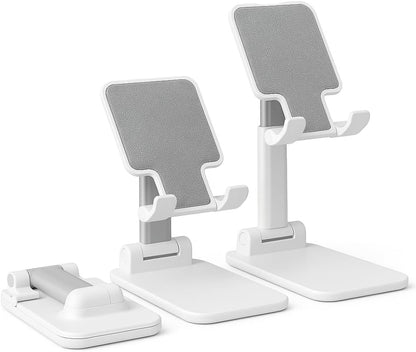 Premium Adjustable Cell Phone Stand, Foldable Desk Phone Holder for iPhone 16 15 14 13 12 11 Pro Max, Galaxy S25 S24 (White)
