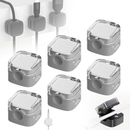 6 Pack Magnetic Cable Organizer & Storage Holder, 2024 USB Charging Cable Management Clips, Strong Adhesive Wire Holder (White)