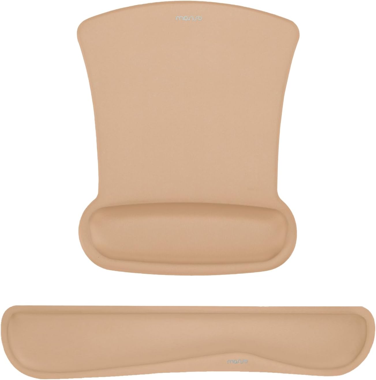 MOSISO Wrist Rest Support for Mouse Pad & Keyboard Set, Ergonomic Mousepad Non-Slip Base Home/Office Pain Relief & Easy Typing Cushion with Neoprene Cloth & Raised Memory Foam, Apricot