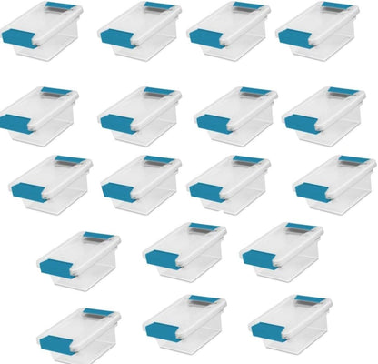 Sterilite 12-Pack Clip Box, Stackable Clear Plastic Bins with Latching Lids, Large - Writing, Arts or Crafts Supplies Storage Containers for Home, Office, Classroom and Workshop Organization