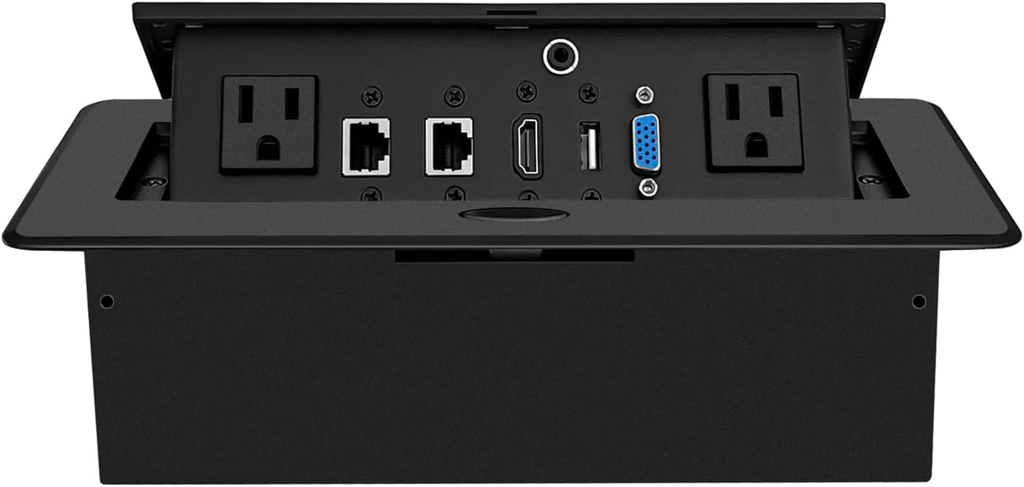 Table Pop up Power Date Center Connection Box with Outlet Network HDMI for Conference Desk