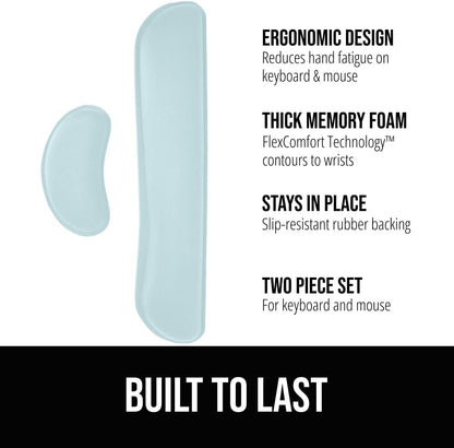GORILLA GRIP Silky Memory Foam Wrist Rest for Computer Keyboard, Mouse, Ergonomic Design for Typing Pain Relief, Desk Pads Support Hand and Arm, Mousepad Rests, Stain Resistant, 2 Piece Pad, Black