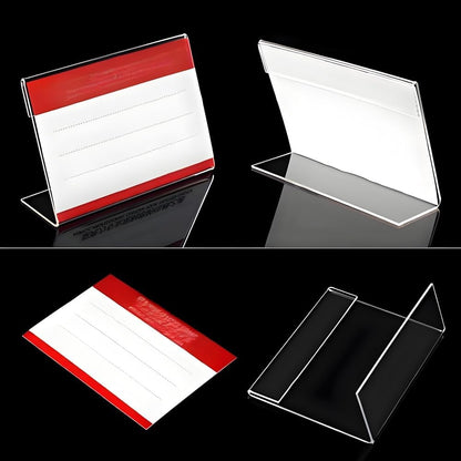 Clear Acrylic Sign Holders with Slanted Back, Adjustable Desk Display Stand for Office and Business,Acrylic Store Price Tag Rack with Slant Back Any Literature Flyer Document Rack(4 * 6cm)