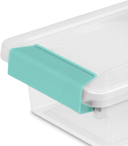 Sterilite 6-Pack Clip Box, Stackable Clear Plastic Bins with Latching Lids, Small - Writing, Arts or Crafts Supplies Storage Containers for Home, Office, Classroom and Workshop Organization