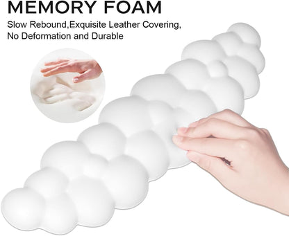 JIKIOU Upgrade Leather Cloud Keyboard Wrist Rest, Cloud Wrist Rest with Non-Slip PU Base, Comfortable Memory Foam Wrist Rest for Computer Laptop Mac Gaming Office and Pain Relief Christmas Wish Gift