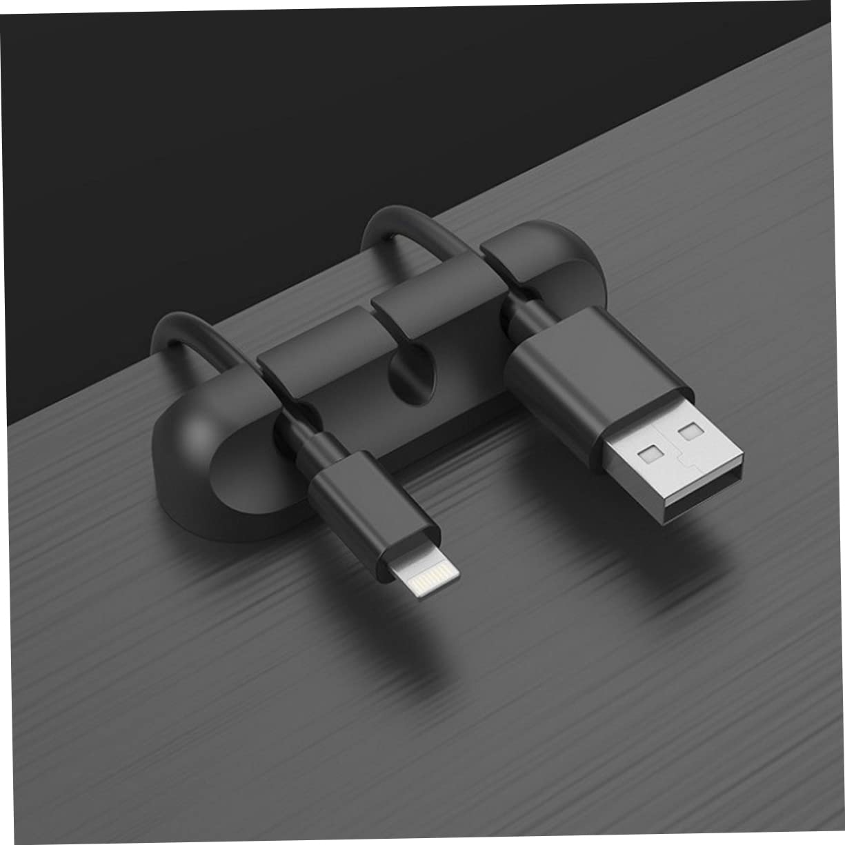 NUOBESTY 2pcs Silicone Cable Holder Clips Rubber Adhesive Cord Hooks for Wall Desk Home Office Efficient Wire Management Organizers Black