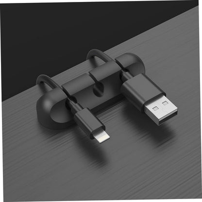 NUOBESTY 2pcs Silicone Cable Holder Clips Rubber Adhesive Cord Hooks for Wall Desk Home Office Efficient Wire Management Organizers Black