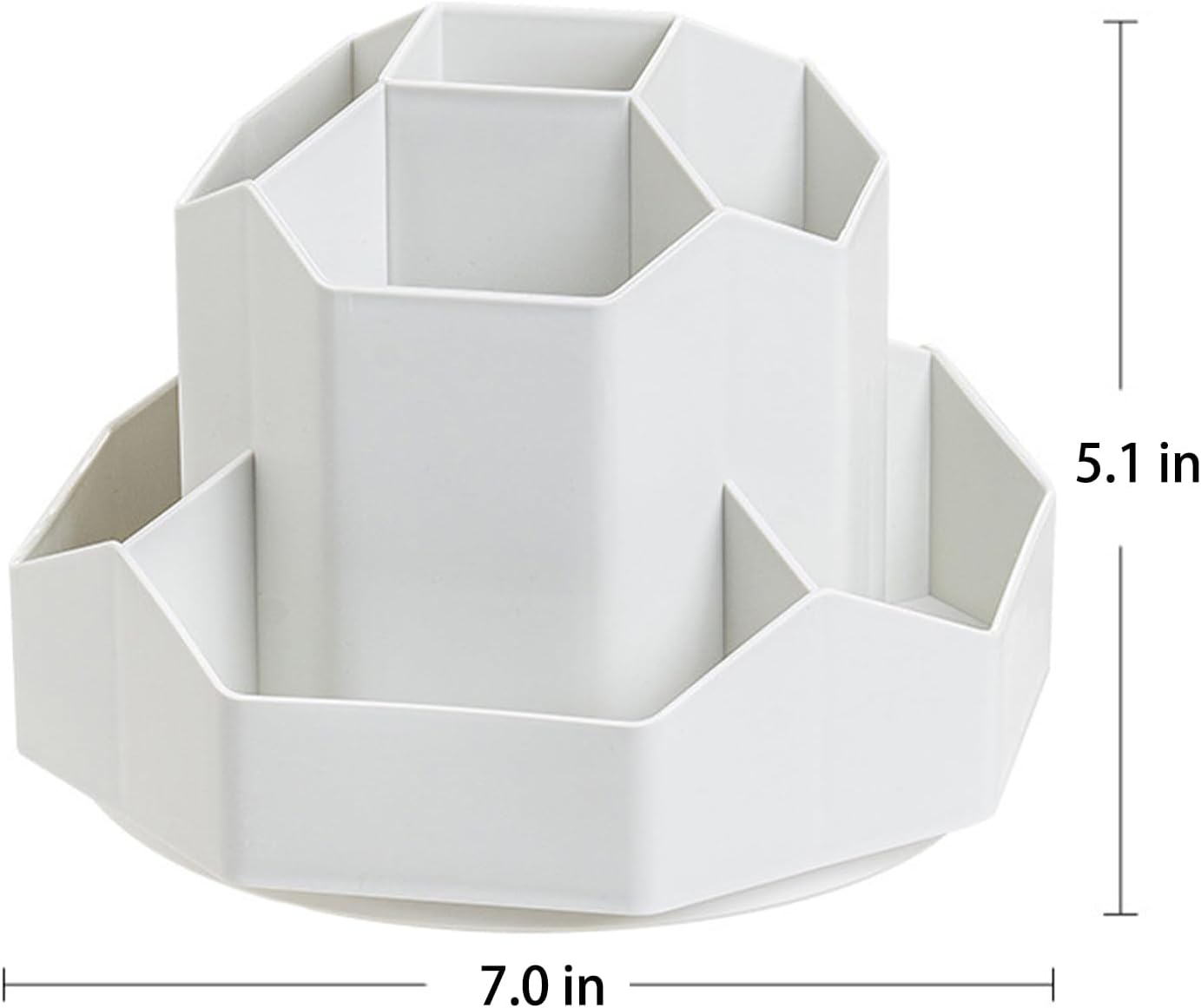 Pencil Pen Holder for Desk, 9 Slots 360 Degree Rotating Desk Organizer, Cute Pen Organizers Stationery Supplies for Office Home & Art Supply (Beige)