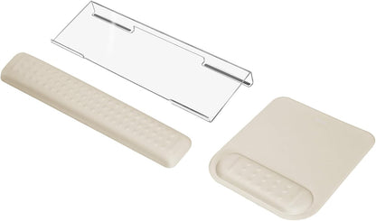 MOSISO Computer Keyboard Stand&Wrist Rest Support for Keyboard &Mouse Pad Set, Ergonomic Massage Wrist Rest Set, Easy Typing Working Acrylic Clear Stand for Office Home, Apricot