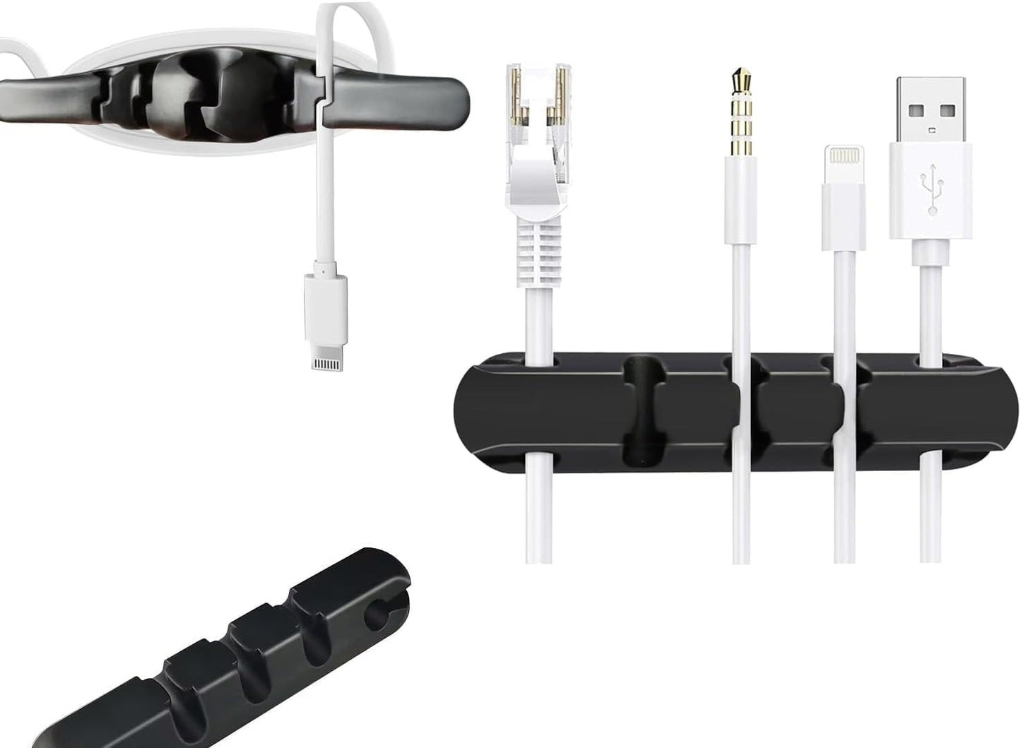OYE 4 Pieces Magnetic Cable Holder Clips, Cable Clips Management Cord Organizer for Max.5mm Wires Desk Top Wall Cord USB Cable Power Wire Mose Cable, Black (Fits Max.4mm)