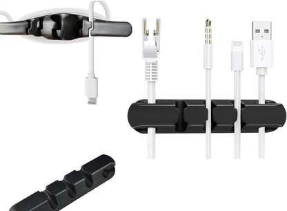 OYE 4 Pieces Magnetic Cable Holder Clips, Cable Clips Management Cord Organizer for Max.5mm Wires Desk Top Wall Cord USB Cable Power Wire Mose Cable, Black (Fits Max.4mm)