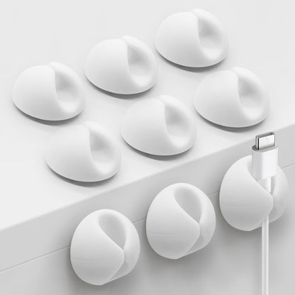 SmiLife Cable Clips, Cord Holder, Adhesive Cord Clips, Wire Holder for Cable Management, Phone Charger, Desk, Wall, Nightstand and Office, White 9 PCS