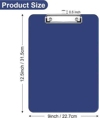 Rimilak 8.5 x 11 Plastic Clipboards Set of 2, Low Profile Metal Clip, Translucent Board, 12.5 x 9 in Letter Size, Office Supply, Back to School, Purple