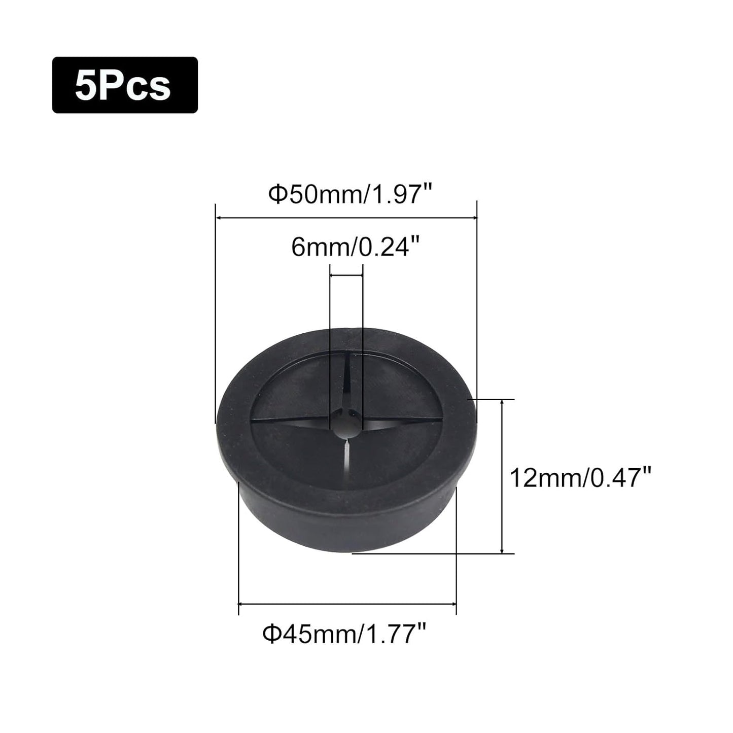 1 Inch Cable Grommet (25mm) – 12 Pcs Flexible Rubber Wire Hole Covers for Server Racks, Network Boxes, Thick Cable Management (Black)