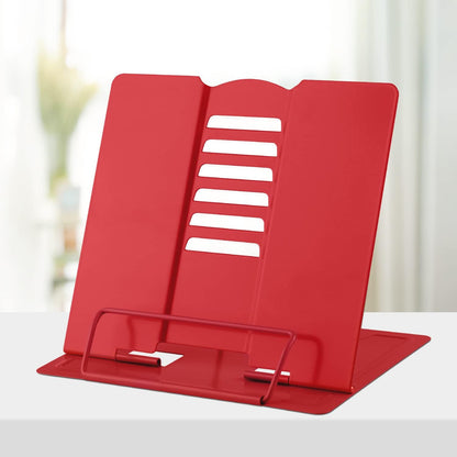 Honagu Metal Desk Book Holder, Hands Free Adjustable Cookbook & Document Holder, Portable Bookstand for Music Books, Textbooks, Recipes, Tablets & iPads (Purple)
