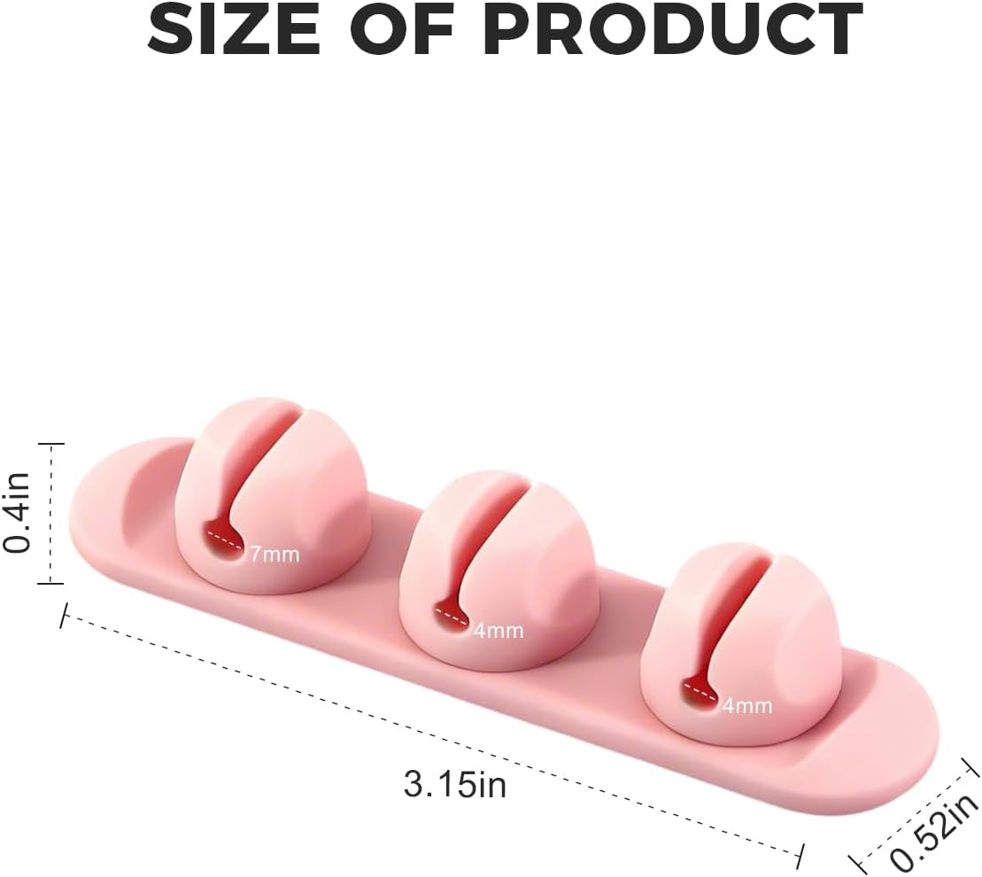 Magnetic Silicone Cable Clips with No-Residue Strong Adhesive – Desk, Under-Desk, Nightstand, Wall, Car, Office & Home Cord Organizer for Cable Management - Black