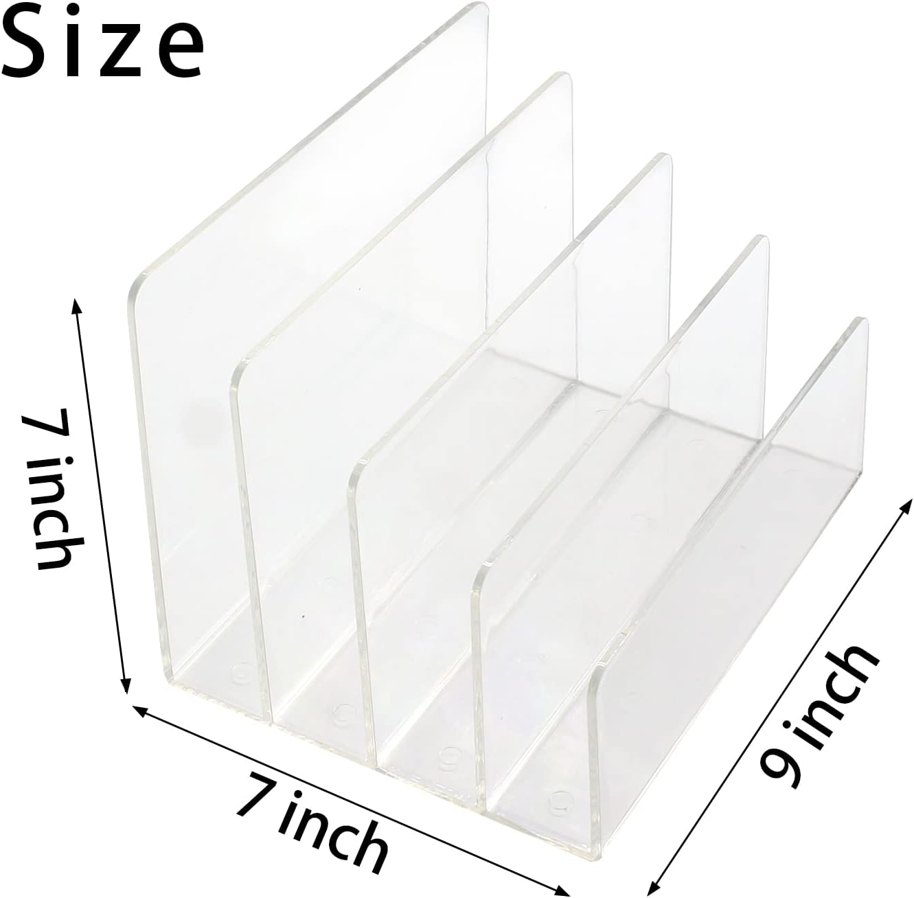 Acrylic File Organizer, 4Sections Clear Desk Organizer for Home Office, Desktop File Folder, Acrylic Mail Organizer Countertop for Notebook, Document and Paper, Clear File Holder,1Pcs
