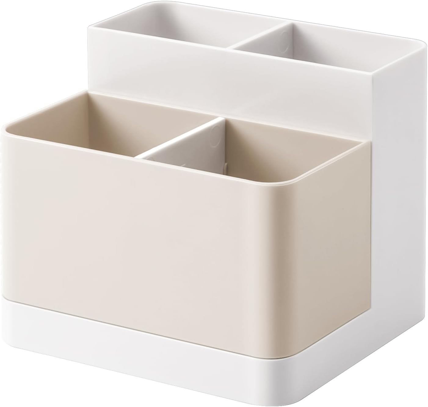 Poeland Desktop Storage Organizer, Pen and Pencil Cases Boxes, Pen or Pencil Holder Box Container for Desk, Office Supplies, Vanity Table Tan