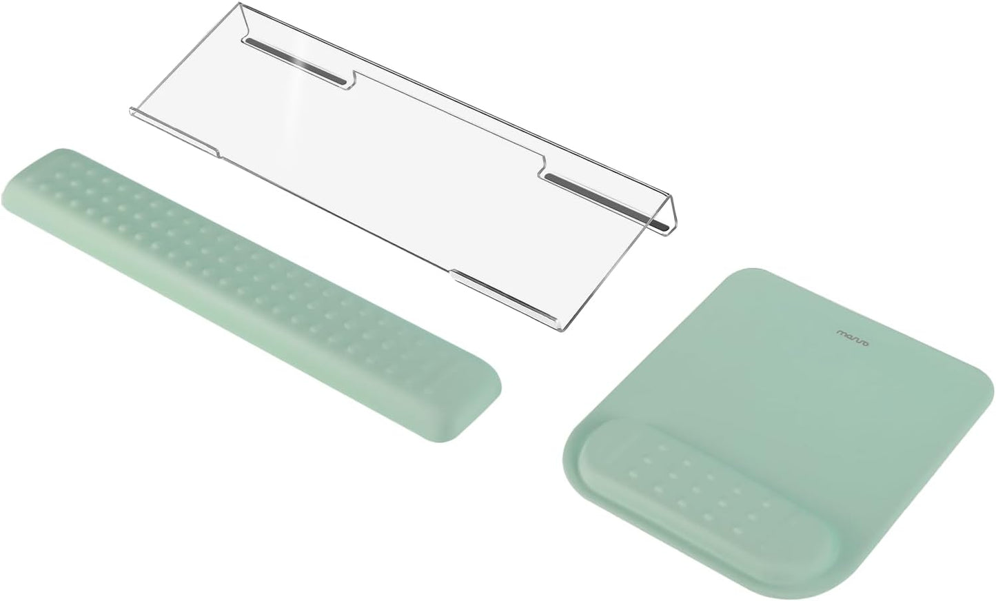 MOSISO Computer Keyboard Stand&Wrist Rest Support for Keyboard &Mouse Pad Set, Ergonomic Massage Wrist Rest Set, Easy Typing Working Acrylic Clear Stand for Office Home, Apricot