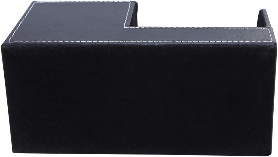KINGFOM Desk Organizer Office Supplies Caddy Pu Leather Multi-function Storage Box Pen/Pencil,Cell phone, Business Name Cards Remote Control Holder with Small Drawer Black