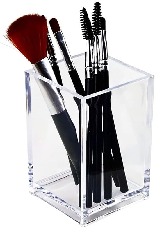 HSYMQ Clear Acrylic Pencil Pen Holder Cup, Clear Makeup Brush Holder, Acrylic Desk Accessories, Stationery Organizer for Office Desk Accessory