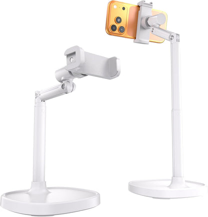 Adjustable Phone Stand for Desk, 360° Rotating Foldable Mobile Phone Holder, Sturdy Office Desk Accessories for All iPhone & Samsung Galaxy Models