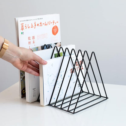 Sooyee 9 Slot Rose Gold Magazine Holder,Desktop File Sorter Organizer Triangle Bookshelf Decor Home Office