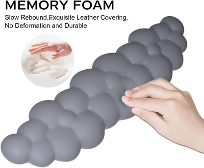 JIKIOU Upgrade Leather Cloud Keyboard Wrist Rest, Cloud Wrist Rest with Non-Slip PU Base, Comfortable Memory Foam Wrist Rest for Computer Laptop Mac Gaming Office and Pain Relief Christmas Wish Gift