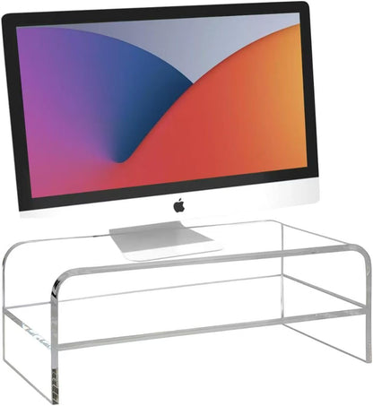 Acrylic Monitor Stand, 2 Tier Computer Monitor Stand Riser，16 inch Acrylic Computer Monitor Stand Riser for iMac, PC, Desktop, Laptop, TV Screen with Extra Storage Space Home Office