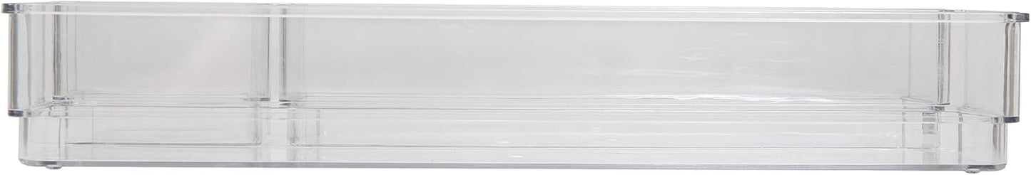 Martha Stewart Miles Plastic Stackable Office Desk Drawer Organizers, Set of 6, Clear