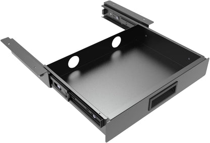 13 Inch Wide Under Desk Sliding Drawer- Pull Out Storage Organizer with Handle at office or home for Sit Standing Workstation, Black