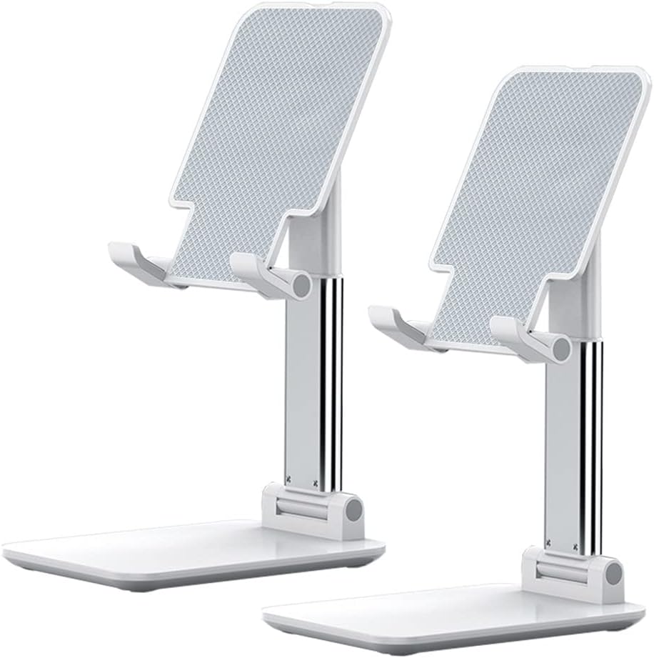 Phone Stand for Desk, 2 Pack MT-6 Desk Cellphone Holder for Office Universal Smart Foldable & Height Adjustable Compatible Under 8” Device, Black