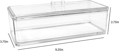Isaac Jacobs Clear Acrylic Rectangular Stackable Storage Organizer with Lid, Drawer Tray, Multi-Functional Tray, Bathroom, Kitchen, Home, Office, Desk, Drawers