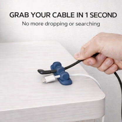 Magnetic Cable Organizer for Desk & Nightstand 3 Clip Cord Holder with One-Hand Access 3M Adhesive Cable Clips, N52 Magnetic Cord Holder for Phone, USB-C & Laptop Cables