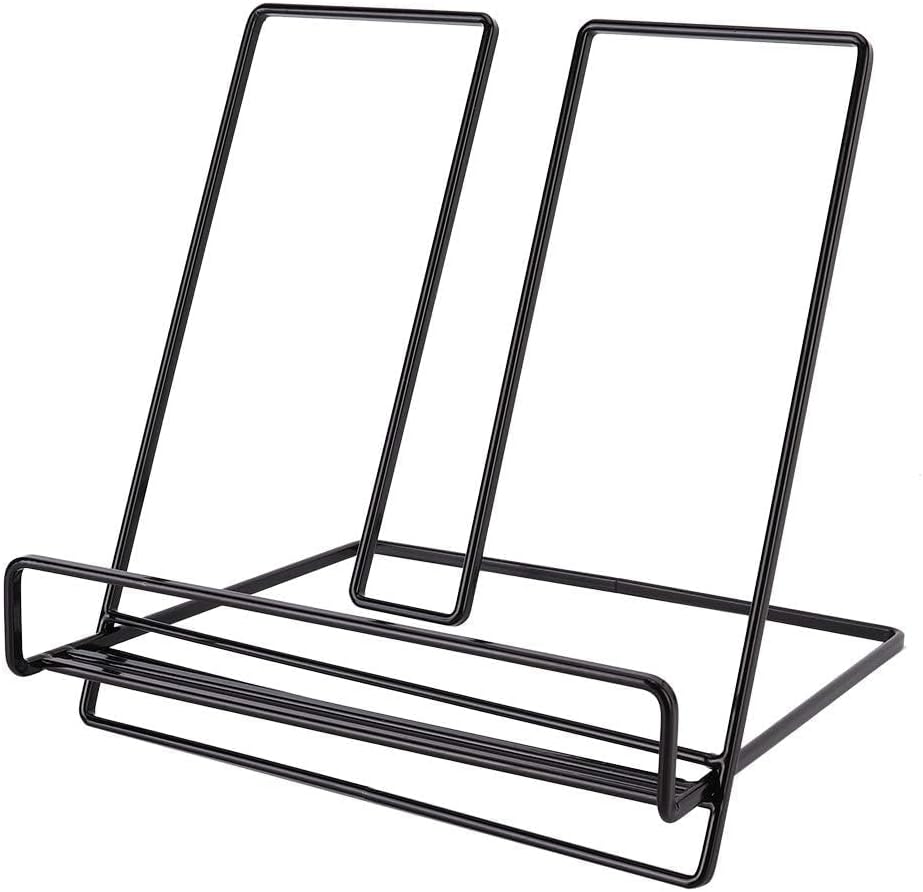 Cookbook Stand, Metal Reading Cookbook Holder Iron Recipe Book Holder Magazine Reading Rack for Home, Kitchen Desk Book Stand Desk Book Stand(Black)