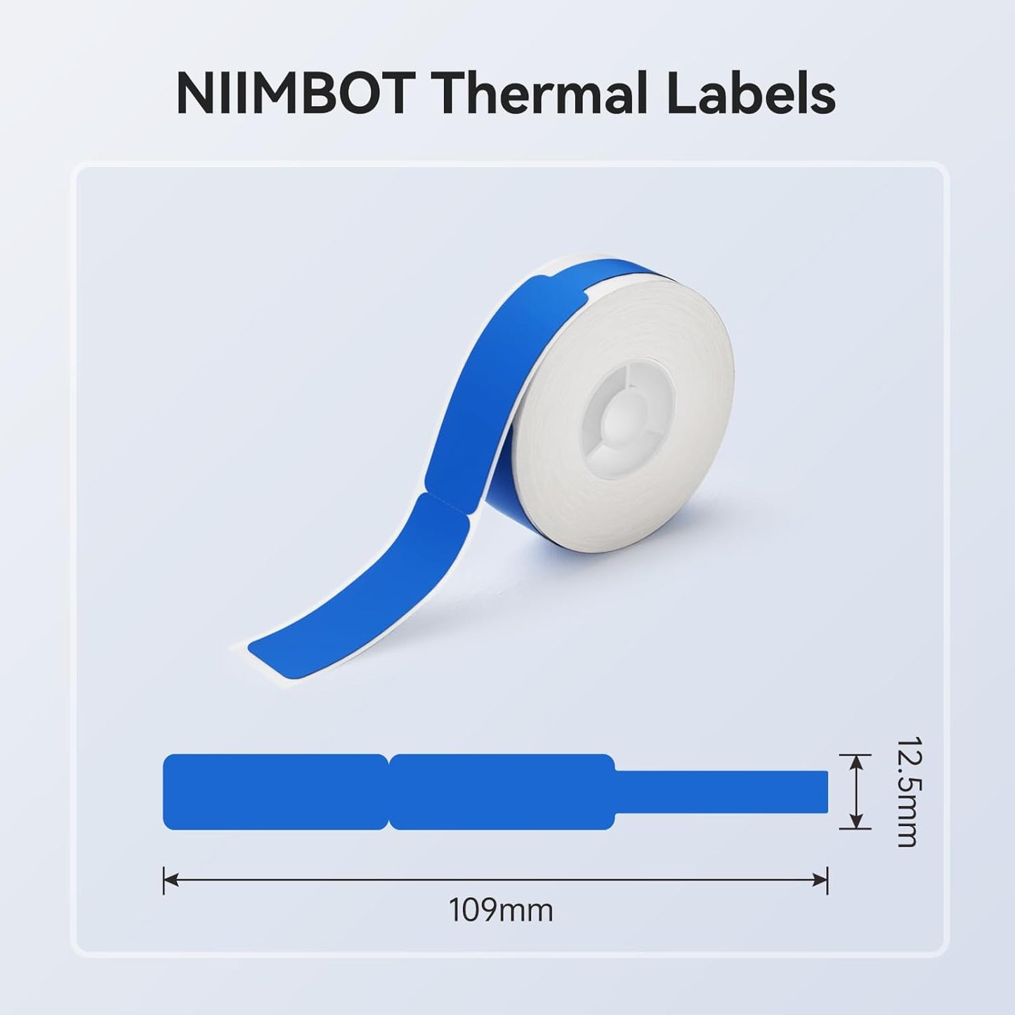 NIIMBOT White Cable Labels Maker Tape for D11/D110/D101 Label Maker, 0.49'' x 4.29''(12.5mm x 109mm), Thermal Label Tape for Home Office Labeling Tape Replacement