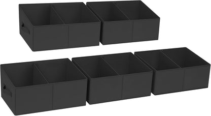 DIMJ Closet Storage Bins, 6 Pack Storage Baskets for Shelves, Foldable Closet Organizer with Handle, Linen Closet Organizers and Storage for Clothes, Toys, Towel, Books (Black)