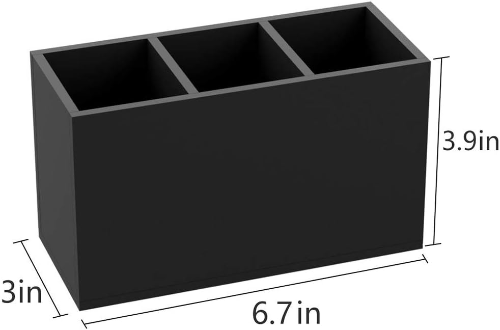 NIUBEE Acrylic Pen Holder 4 Compartments, Clear Pencil Organizer Cup for Countertop Desk Accessory Storage