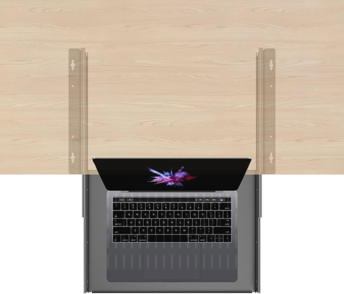 JINGCHENGMEI 21 inch Sliding Under Desk Laptop Mount with Air Vents, Metal Under Desk Slide Out Tray for Laptop (21 Inch)