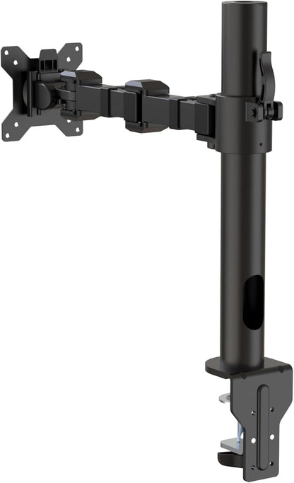 Amazon Basics Single Computer Monitor Stand with Cable Management, Height Adjustable VESA Desk Arm Mount, Fully Adjustable Tilt and Rotation, Steel, Black, Fits 13-30" Screens