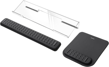 MOSISO Computer Keyboard Stand&Wrist Rest Support for Keyboard &Mouse Pad Set, Ergonomic Massage Wrist Rest Set, Easy Typing Working Acrylic Clear Stand for Office Home, Apricot