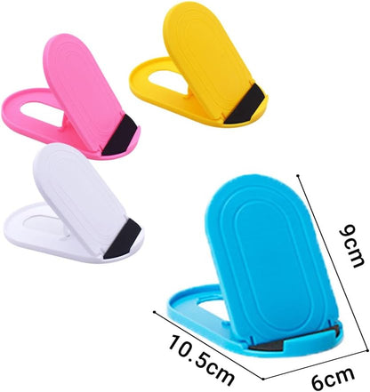 Cell Phone Stand Holder Hand Free Adjustable Multi-Angle Universal Tablet Stand Portable Adjustable Foldable Pocket Size Desk Desktop iPhone All Smartphones 4 Pack (Blue Yellow Pink White)