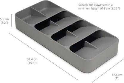 Joseph Joseph DrawerStore Compact Utensil Organizer For Kitchen Drawer Silverware, Flatware Tray, Small, Grey