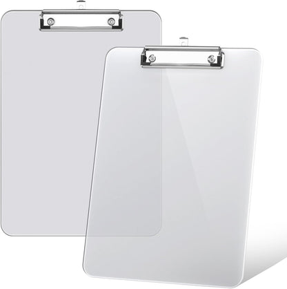 Rimilak 8.5 x 11 Plastic Clipboards Set of 2, Low Profile Metal Clip, Translucent Board, 12.5 x 9 in Letter Size, Office Supply, Back to School, Purple