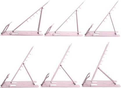Honagu Metal Desk Book Holder, Hands Free Adjustable Cookbook & Document Holder, Portable Bookstand for Music Books, Textbooks, Recipes, Tablets & iPads (Purple)