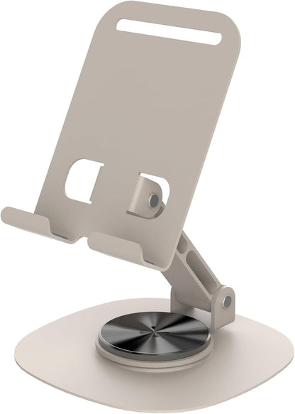 Adjustable Cell Phone Stand,360 Rotating Foldable Desktop Cellphone Stand with Anti-Slip Base Portable Phone Holder for iPhone 16 15 14 13 Pro Max, All Smart Phones, iPad (Wood)