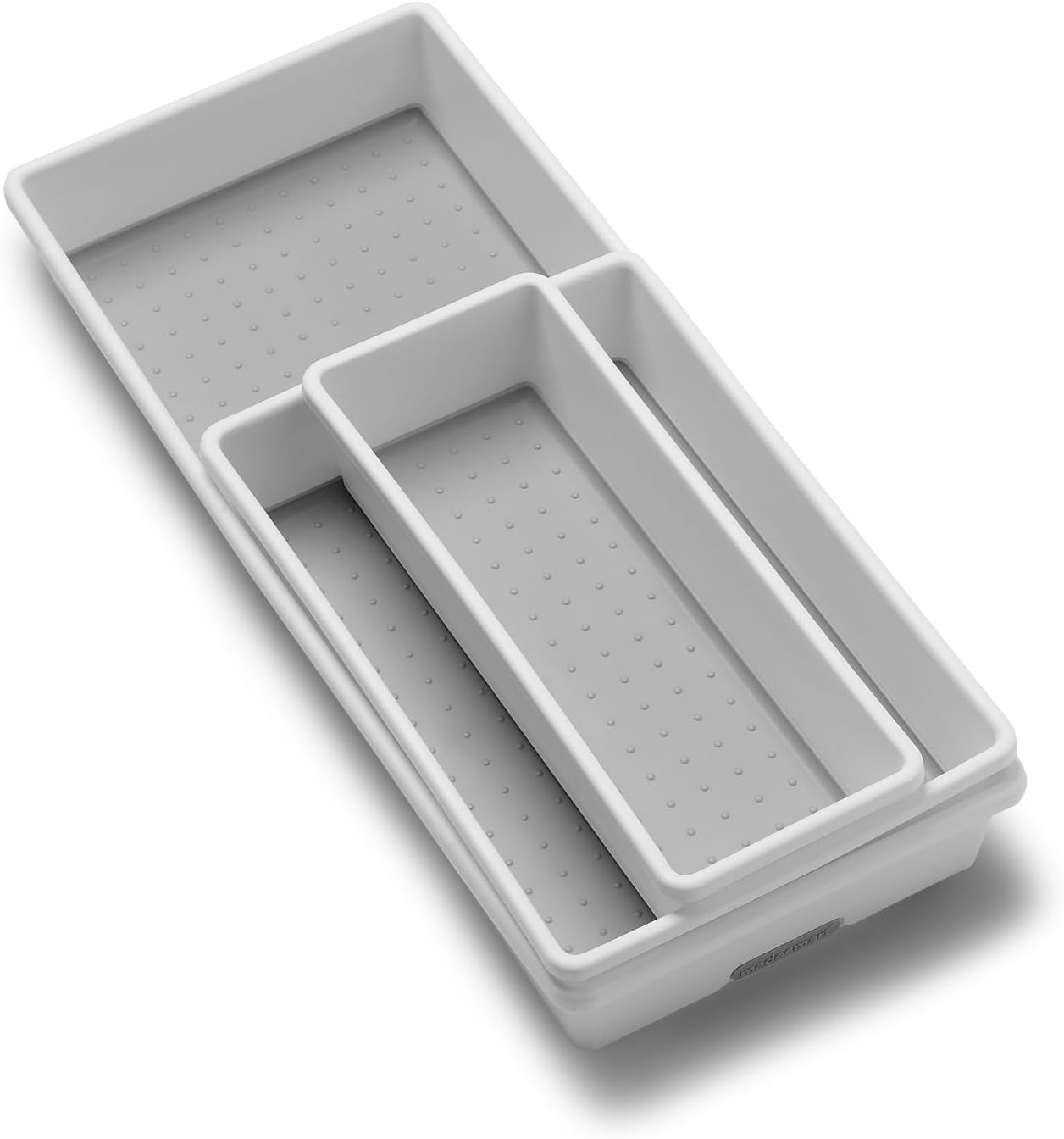 madesmart 3 Bin Drawer Organizer Set, Multi Purpose Storage for Utensils, Office & Bathroom, Organizer for Cutlery, Peeling Tools, Spatulas, Soft Grip Lining, Durable & Easy to Clean, White